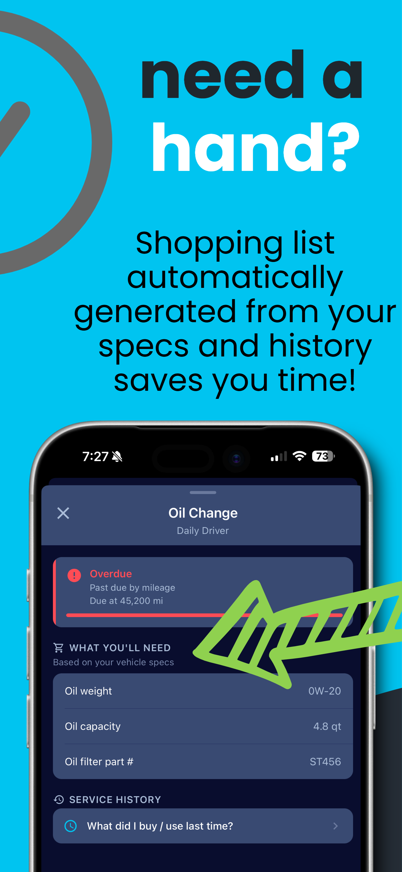 Need a hand? Auto-generated shopping list from your specs