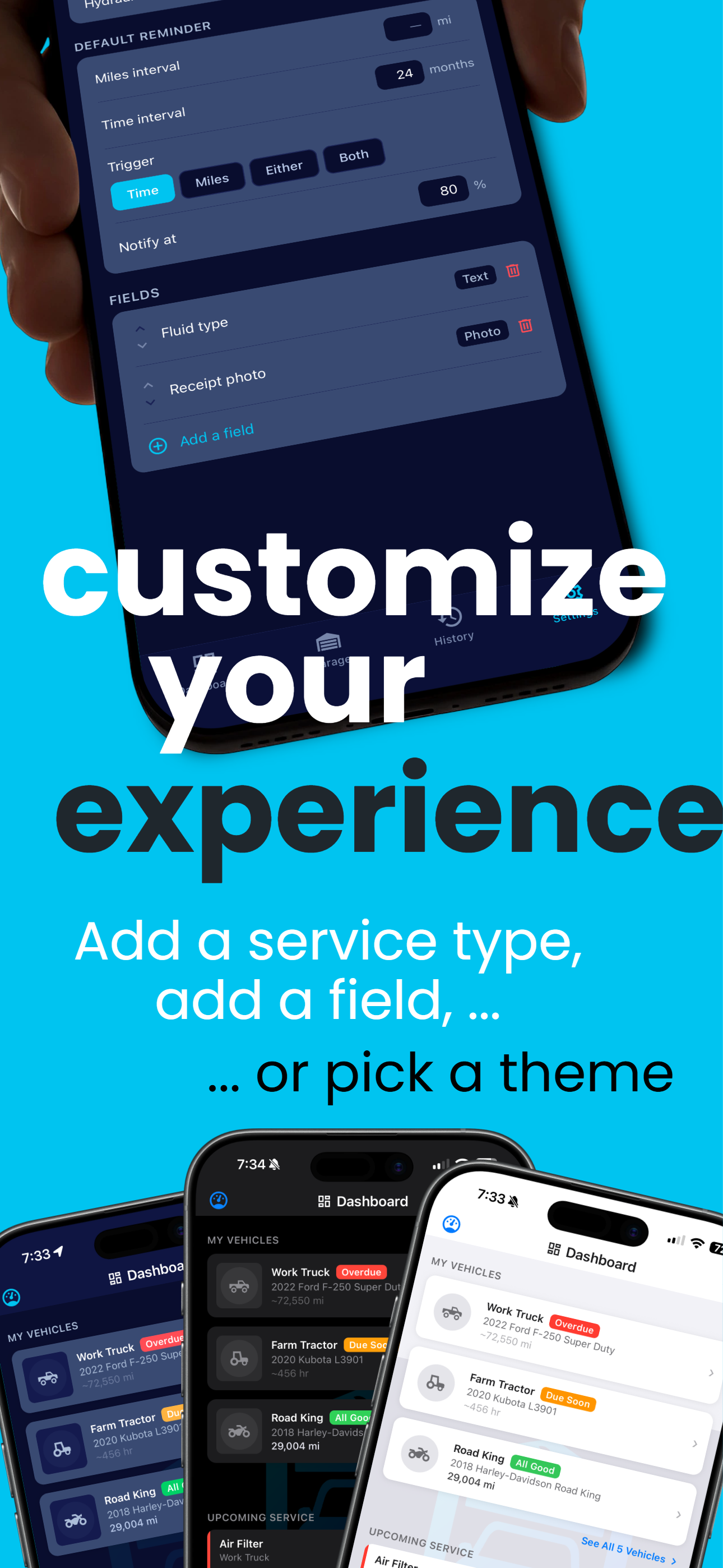 Customize your experience — event types and themes